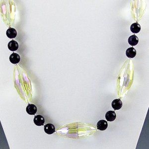 Amethyst, Glass, and Sterling Silver Necklace